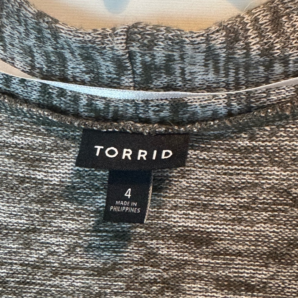 EUC TORRID Olive Green Space Dye Draped Open Front Cardigan Plus Size 4 Soft - Picture 3 of 4